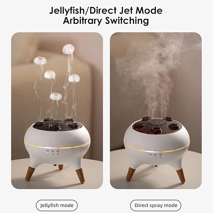 Jellyfish Essential Oil Diffuser,250ml Ultrasonic Aromatherapy Humidifier with 5-Nozzle Mist Ring,Sound Pickup Music Sync,7-Color LED Night Light,Remote Control, Quiet Desktop Decor for Home Office - Image 5