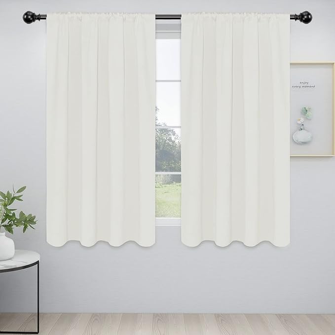 Easy-Going Rod Pocket Blackout Curtains for Bedroom, Room Darkening Window Curtains for Living Room, Thermal Insulated Noise Reduction Solid Window Drapes, 2 Panels(52x63 in, Ivory) by Easy-Going