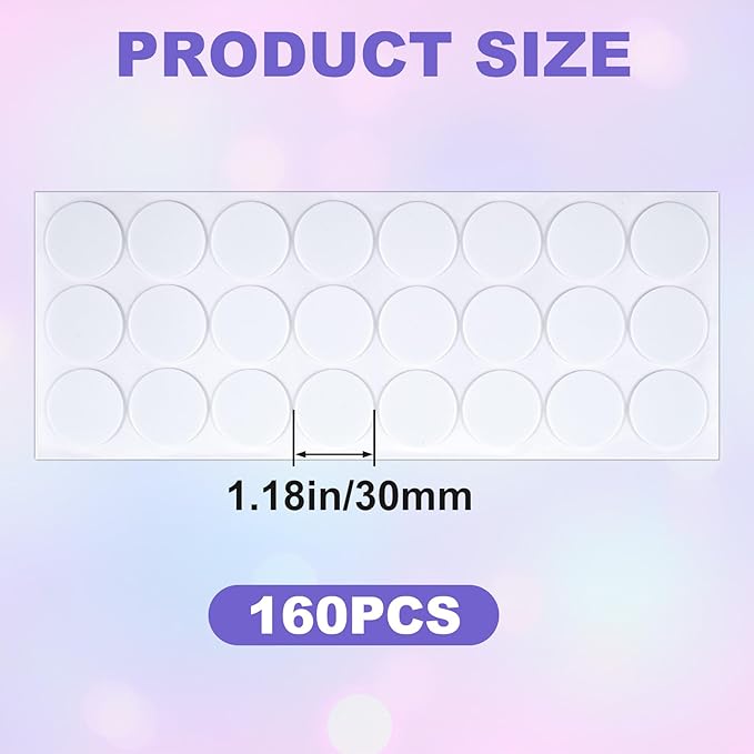 160 Pcs Small Felt Furniture Pads, Self-Adhesive EVA Foam Dot Circles, Round Felt Furniture Stickers for Desks Drawers Vases Photo Frames Cabinets Doors Candlesticks - White (1.18") - Image 2