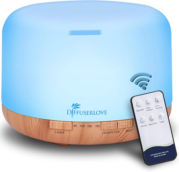 Diffuserlove Diffuser Essential Oil Diffusers 500ML Remote Control Aroma Diffuser Cool Mist Aromatherapy Diffuser with Mute Design, Timer and Auto Shut-Off for Office Living Room Yellow - Image 8