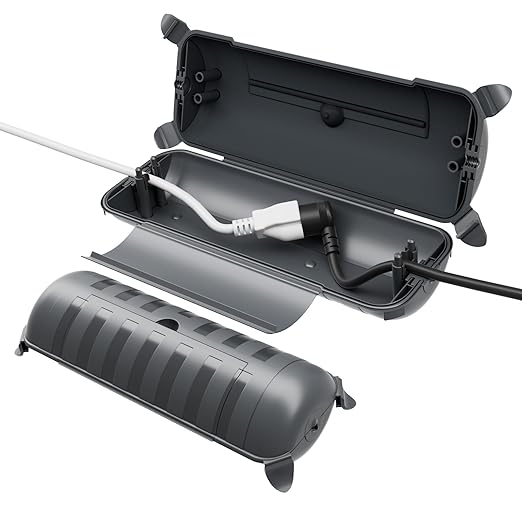 2 Pack of Outdoor IP44 Waterproof Connection Box by Restmo, Weatherproof Electrical Extension Cord Cover, Safety Seal Enclosure to Protect Holiday Lighting Decorations, Power Tools, Fountains, Gray by Restmo