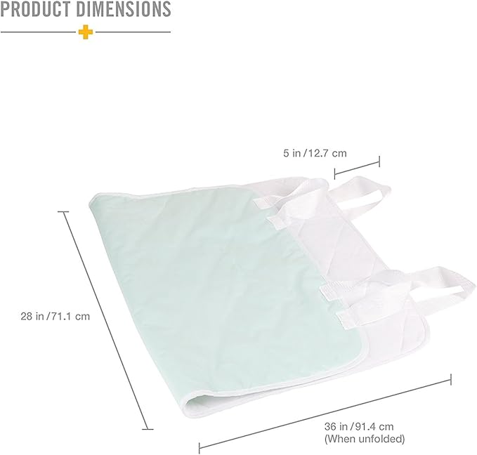 DMI Waterproof Sheet to be Used as a Bed Pad, Mattress Protector, FSA and HSA Eligible, Furniture Cover or Seat Protector with Quilted Slide Sheet and 4 Layers of Protection, With Straps, 28 x 36 - Image 2