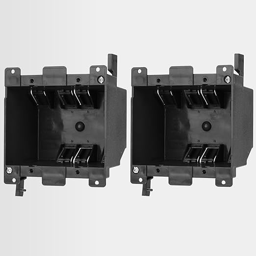 Black 2-Gang Old Work Outlet Box, 25 Cubic Inch. Capacity – 4-1/3" Length x 4-1/6" Width x 2-5/6" Depth, PVC Construction Electrical Junction Black Box, ETL Certified (2 Pack) by YQMIGU
