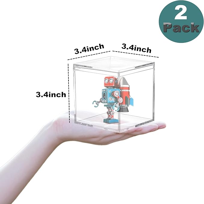 Acrylic Box Clear Boxes for Display 3.4x3.4x3.4Inch Acrylic Boxes with Lids Plastic Square Cube Containers Home & Office Storage Box Wedding Party Favor Candy Jewelry Boxes - Image 2