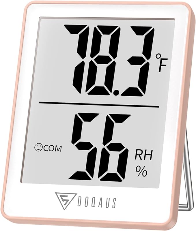 DOQAUS Indoor Thermometer for Home, Room Thermometer Humidity Meter with Temperature Humidity Sensor for Home, Bedroom, Baby Room, Office, Greenhouse, Cellar (Pink) by DOQAUS