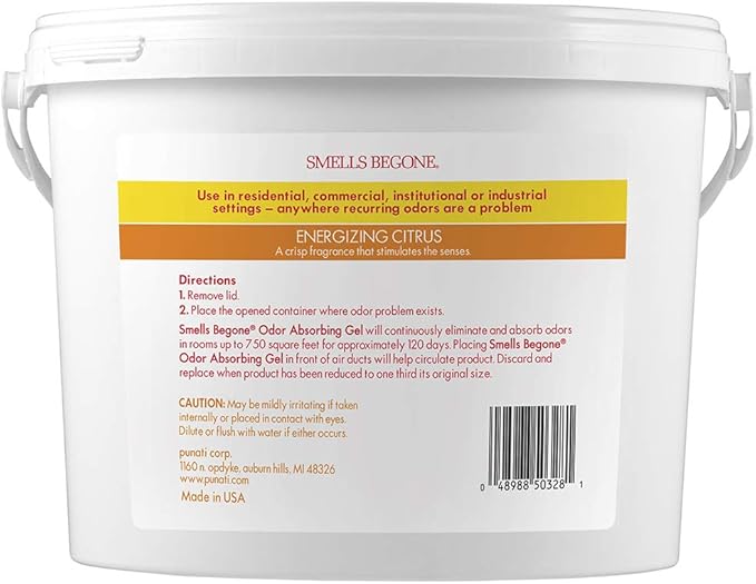 SMELLS BEGONE 1-Gallon Gel Odor Eliminator – High-Capacity, Long-Lasting Absorber for Large Basements, Garages, Workshops & Commercial Areas – Remove Tough Odor with Essential Oils (Energizing Citrus) - Image 3