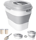 20-50 Lbs Food Storage Container With Wheel, Airtight Locking Lid, Collapsible Rice Container, Flour Storage With Small Container and Scoop, Suitable for Pet Food by DDMOMMYCOLLAPSIBLEFOODSTORAGECONTAINERFAMILY