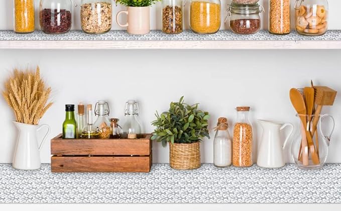 18" W x 96" L Floral Drawer and Shelf Liner for Cabinets, Non-Adhesive Strong Grip Non-Slip Flower Shelf Cabinet Kitchen Shelf Liners for Kitchen Cabinets - Image 2