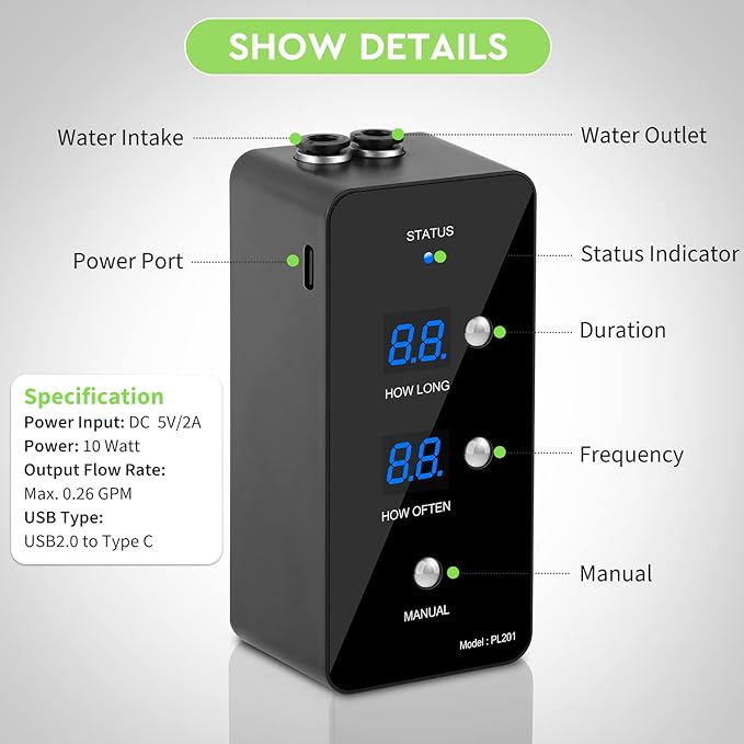 moistenland Reptile Humidifier, Misting System for Terrariums, Automatic with Adjustable Spray Nozzles, Black - Image 3