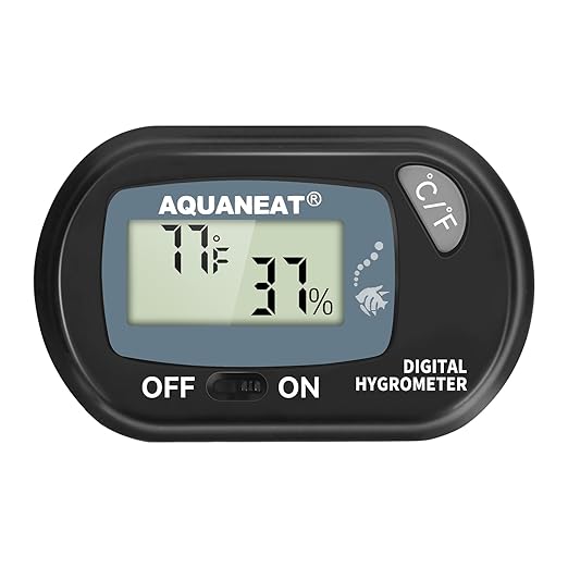 AQUANEAT Reptile Thermometer Hygrometer Digital Display Temperature and Humidity Moniter for Reptiles Rearing Box with Suction Cup by Aquaneat
