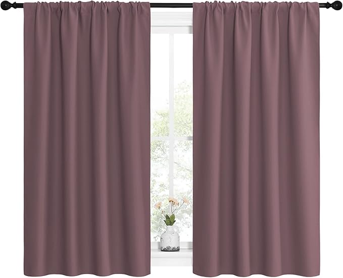 NICETOWN Kitchen Curtains, Short Blackout Curtains & Drapes, Home Decoration Privacy Thermal Insulated Curtains for Unicorn Theam Room (Dry Rose, 42" Wide, 54" Long, 2 PCs) - Image 2