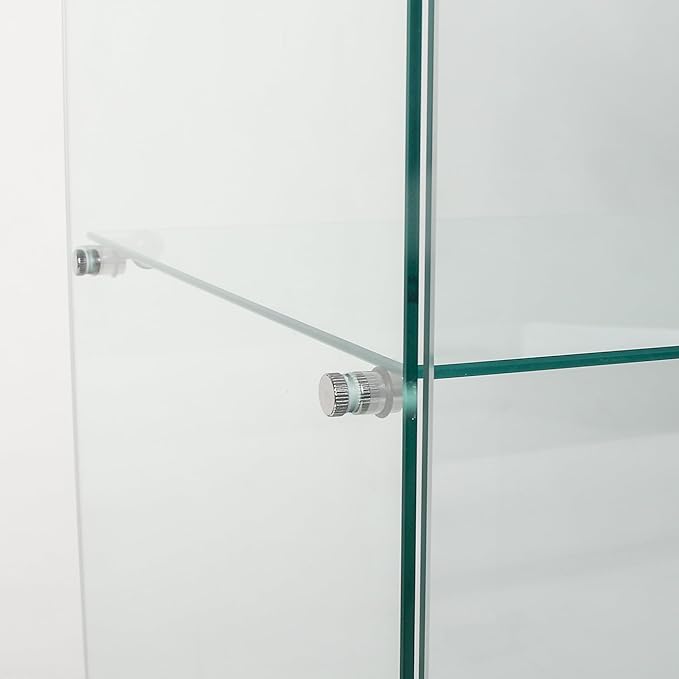Yoluckea 5 Shelves Glass Display Cabinet with 2 Doors, Floor Standing Clear Glass Curio Cabinet Collection Display Case for Living Room Bedroom 73.82” x 31.69” x 14.37” White - Image 7