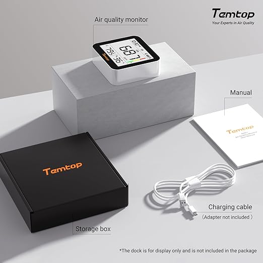Temtop CO2 Monitor Indoor Air Quality Monitor 3 in 1 CO2 Meter(Temperature, Humidity and CO2), 180 Days Standby Time - Image 8