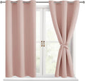 Hiasan Short Blackout Curtains for Bedroom - Thermal Insulated Light Blocking Window Curtains for Living Room, 2 Drape Panels Sewn with Tiebacks, Blush, 42 x 45 Inch by Hiasan