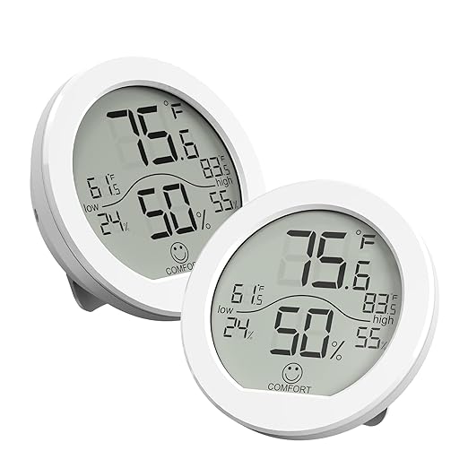 SECRUI Hygrometer Thermometer for Room Temperature Humidity Meter Indoor Thermometer Accuracy Calibration LCD Temperature Sensor with Maximum and Minimum Records, TH1, White, 2 Pack by SECRUI