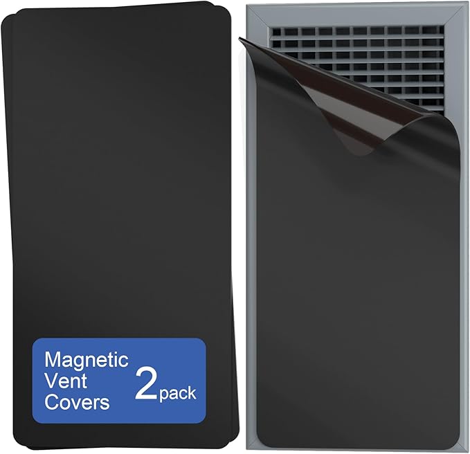 HOXHA Strong Magnetic Vent Covers, 5.5” × 12” Vent Cover Magnetic, Home and RV Vent Magnet Cover for Air Vents Wall Ceiling Floor, 2 Pack Black by HOXHA