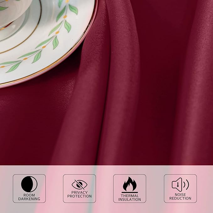 MYSKY HOME Blackout Curtain for Bedroom, Short Curtains for Kitchen Grommet Room Darkening Curtain, Amazing Triple Weave Thermal Insulated Christmas Curtains, 1 Curtain Panel,42 x 54 Inch, Burgundy - Image 6