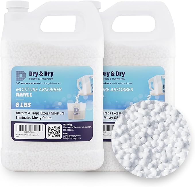 Dry & Dry Moisture Absorbers Refill Beads (16 LBS) - Dehumidifiers for Home, Basement, Bedroom, Small Dehumidifiers Moisture Absorbers by DryDry