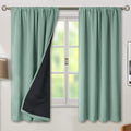 BGment 100% Blackout Curtains for Bedroom with Black Liner, Double Layer Full Room Darkening Noise Reducing and Thermal Insulated Rod Pocket Curtain (52 x 63 Inch, Frosty Green, 2 Panels) by BGment