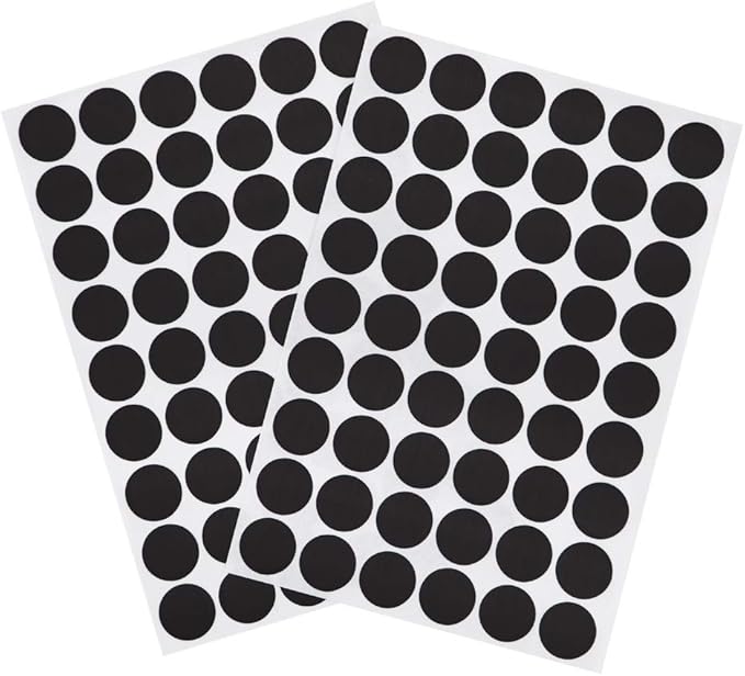 Self-Adhesive Screw Hole Stickers PVC Cover Caps Dustproof for Wooden Furniture Cabinet 21mm 2 Sheets/108 Pcs Black by VictorsHome