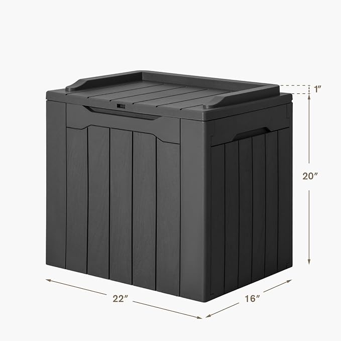 JUMMICO 31 Gallon Resin Deck Box Waterproof Indoor Outdoor Storage Boxes for Patio Furniture Cushions and Garden Tools (Gray) - Image 3