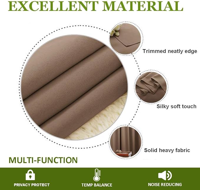 NICETOWN Vertical Blinds for Sling Door, Grommet Top Blackout Window Curtains, Privacy Blinds for Patio, Wide Curtains(1 Piece, Cappuccino, 70" W x 72" L) - Image 4