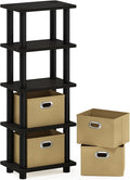 Furinno LACi 4-Bins System Rack, 11.3(W) x 28.8(H) Inch, Espresso/Black by Furinno-FitsYourSpaceFitsYourBudget