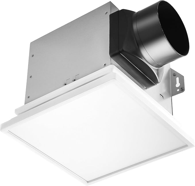 Tech Drive Bathroom Exhaust Fan with Light, 80 CFM, Super Quiet 1.5 Sone Bathroom Fan with Light, 1000lm Dimmable 3CCT LED Light 3000K/4000K/5000K Selectable, Energy Star Ventilation Fan, White by TechDrive