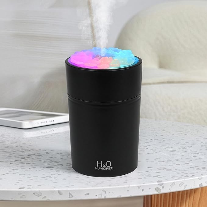 Portable Mist Humidifier Auto Shut-Off USB Powered 220ml Small Desktop Humidifiers with Colorful Light 2 Cool Spray Modes for Bedroom Office Car (Black) by Dasiboolin