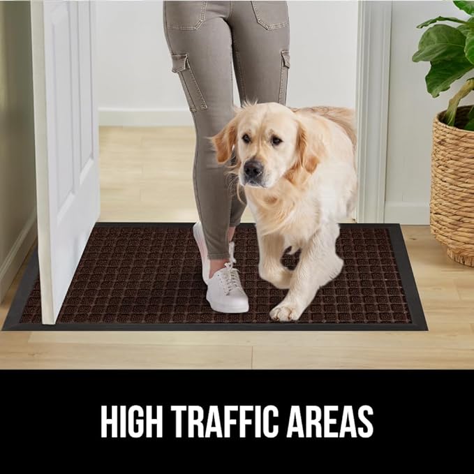 GORILLA GRIP 100% Waterproof All-Season WeatherMax Doormat, 47x35, US Designed Natural Rubber, Stain and Fade Resistant, Low Profile Indoor Outdoor Door Mats, Easy Clean Patio Mat, Coffee Squares - Image 6