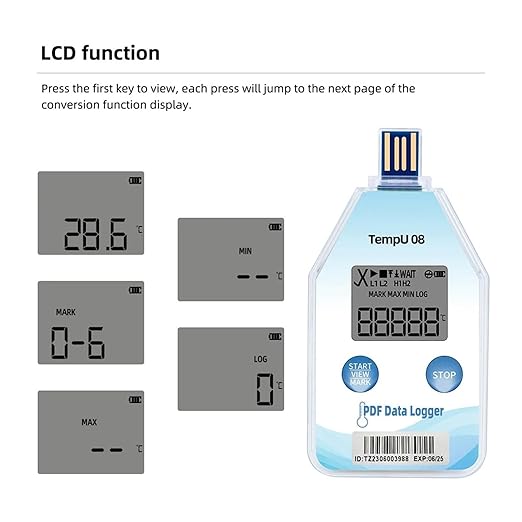 Disposable Temperature Humidity Data Logger with 32000 Point PDF Report for Cold Chain Transport(TempU08,3pcs) - Image 4