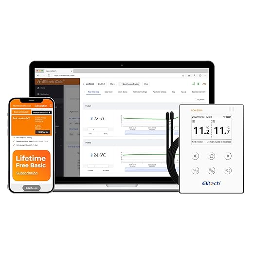 Elitech WiFi Digital Temperature Data Logger, 2.4GHz/5GHz WiFi Remote Real-Time Monitor with Dual External Probes, Cloud Storage, App and Email Alerts, 16.4ft, RCW-800W-TDE, -40°F to 176°F by Elitech