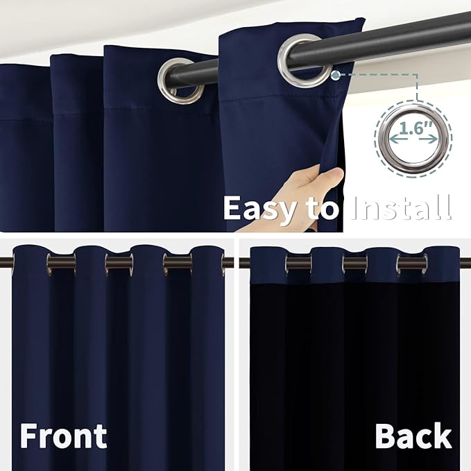 BGment Navy Blue Blackout Curtains 45 Inch Length - Boys Curtains for Bedroom Thermal Insulated Grommet Drapes for Small Window, 2 Panels, Each 42 Inch Wide - Image 6