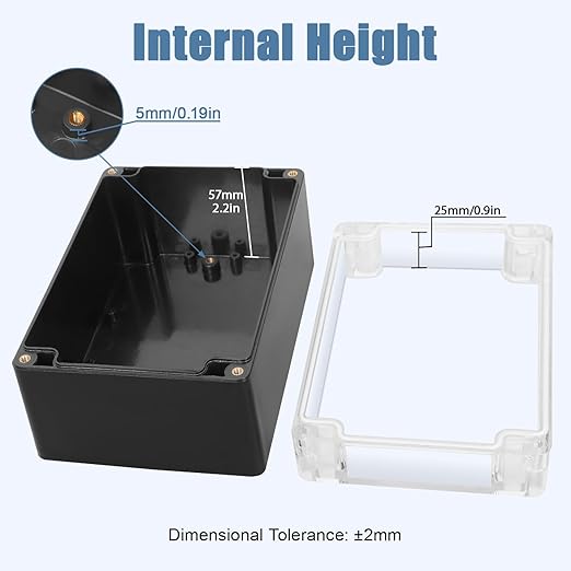 LeMotech Electrical Box Clear Cover Project Box IP65 Waterproof Junction Box ABS Plastic Case Universal Enclosure for Electronics, Black 6.2"x 4.2"x 3.5"(160x110x90mm)(Pack of 1) - Image 3