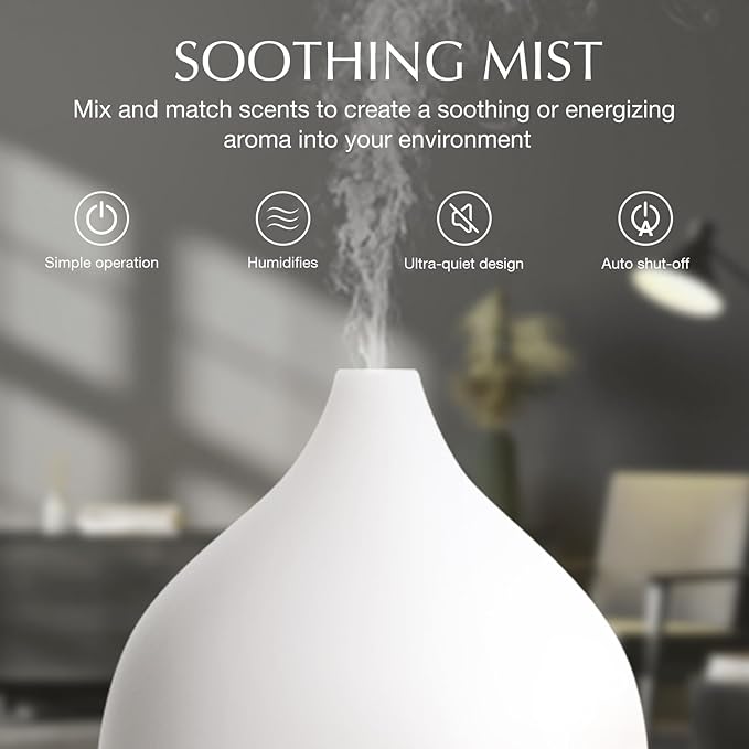 SALKING Essential Oil Diffuser, 100ml Small Aromatherapy Diffuser for Essential Oils, Auto Shut-Off Ultrasonic Diffusers, Cool Mist Humidifier with Warm White Lights, for Office Home (Dark) - Image 3