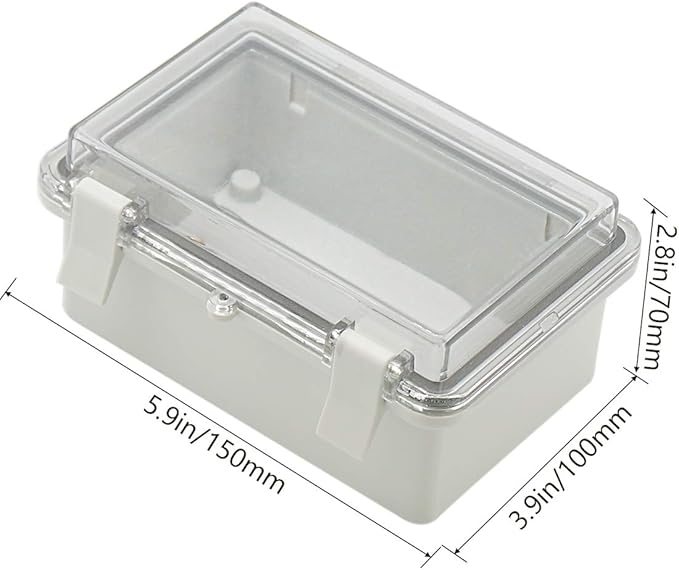 Zulkit 2pcs Junction Box ABS Plastic Dustproof Waterproof IP65 Electrical Boxes Hinged Shell Outdoor Universal Project Enclosure Clear Cover with 2 Cable Glands 5.9 x 3.9 x 2.8 inch (150x100x70 mm) - Image 2