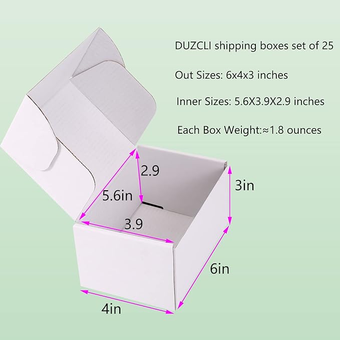 Small Shipping Boxes 6x4x3 Inch (25 Pack) - Sturdy White Corrugated Cardboard Boxes for Small Business, Ecommerce, Mailing & Packaging | Recyclable Gift & Storage Boxes - Image 2
