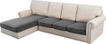 H.VERSAILTEX Velvet Stretch Sectional Couch Covers 4 Pieces Sofa Seat Cushion Covers L Shape Separate Cushion for Both Left/Right Couch (Large Sofa 3 Seater + 1 Chaise, Grey Striped) by HVERSAILTEX