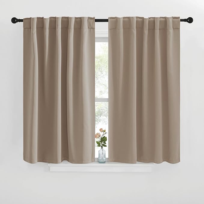 NICETOWN Blackout Curtain Panels for Kitchen - (Taupe Color) 29x36 inch, 2 Panels Set, Room Darkening Blackout Drapes for Window by NICETOWN