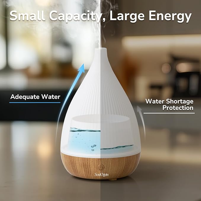 Ultrasonic Essential Oil Diffuser, Home Fragrance Aroma Diffuser with Auto Shut-Off, 8-Color Night Light & Ultra-Quiet Operation, BPA-Free Portable Aromatherapy Humidifier for Home (Light) - Image 3