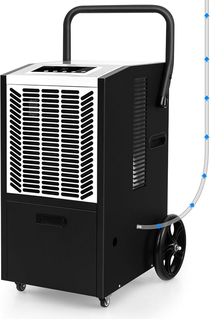 ARLIME 163 Pints Commercial Dehumidifier w/Pump & Drain Hose, Industrial Heavy Duty Portable Dehumidifier for Large Spaces, Basement, Warehouse, Water Damage Restoration, Up to 4500 Sq.Ft (White) by ArlimeDirect