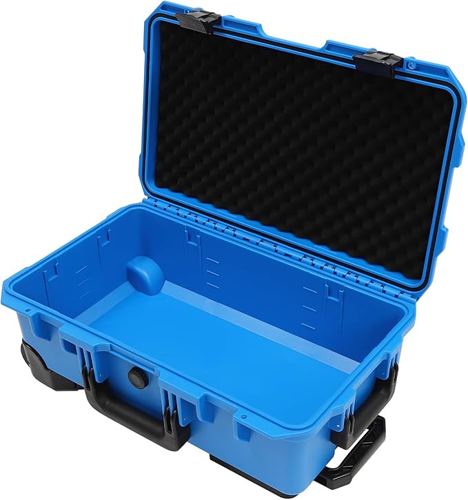 22" Weatherproof Hard Case Rolling Waterproof Case Dry Box with Foam Protective Cases Shockproof Hard Travel Cases For Cameras Lenses Electronic Equipment (Blue) - Image 9