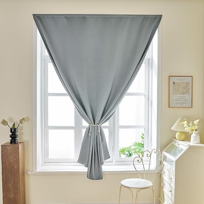 Adhesive Curtain 100% Blackout No-Drill Easy Install for Bedroom Blinds Light Blocking (Silver Gray-35 W x 70" L-1P) - Image 7