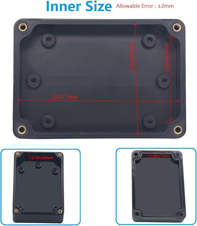Project Box, Project Boxes Plastic Electric Project Case Junction Box Power Case for Electronic Project, Black 3.3x2.3x1.3inch (83 x 58 x 33 mm) - Image 6