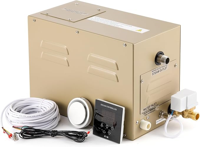Steam Shower Generator Kit 3KW for Bath Sauna SPA, Self-draining System, Aromatherapy Steam Head, LED Waterproof Controller, 12-Hour Timer 77-131℉ For Home Commercial Use by HapyvergoDirect