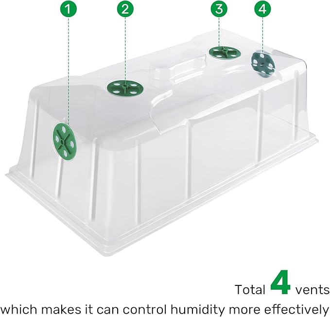 MIXC 10 Pack Humidity Dome 7" Tall Extra Strength, 1020 Growing Trays Cover, Propagation Seed Cloning Lid Vented for 10 x 20 Inch Flat Tray and Seed Starting Germination - Image 4