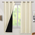 BGment Cream 100% Blackout Curtains for Bedroom 63 Inch Length 2 Panels Set, Thermal Insulated Full Light Blocking Grommet Noise Cancelling Window Curtains&Drapes with Black Liner, 42 Inch Wide Each by BGment