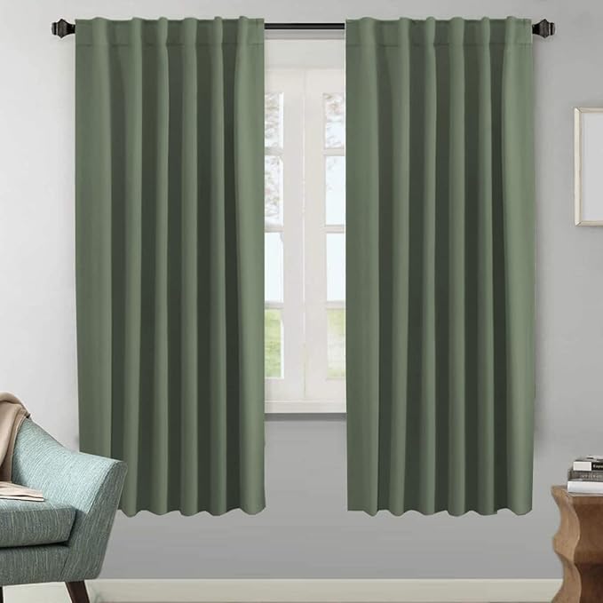 H.VERSAILTEX Blackout Curtains Thermal Insulated Window Treatment Panels Room Darkening Blackout Drapes for Living Room Back Tab/Rod Pocket Bedroom Draperies (2 Panels, Bronze Green, 52 x 72 Inch) by HVERSAILTEX