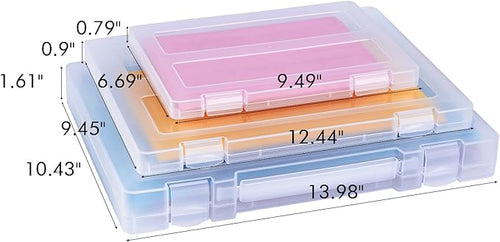 12 Pack A4 Paper Storage Boxes, 8.5 x 11 Plastic Portable Project Case for US letter Size and A4 paper, Plastic Multi-Purpose Thick Scrapbook Storage Box for Office - Image 2