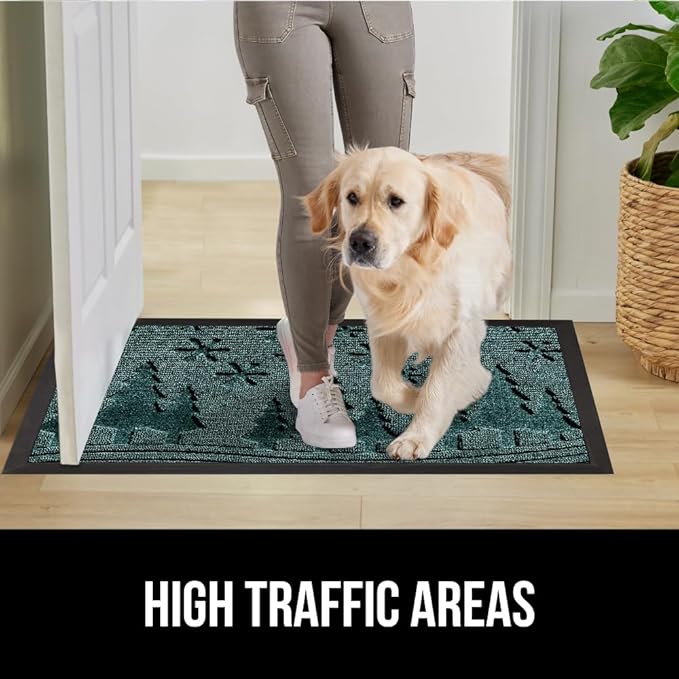 GORILLA GRIP 100% Waterproof All-Season WeatherMax Doormat 35x23, US Designed Natural Rubber, Stain and Fade Resistant, Low Profile Indoor Outdoor Door Mats, Easy Clean Patio Mat, Green Snowscape - Image 6